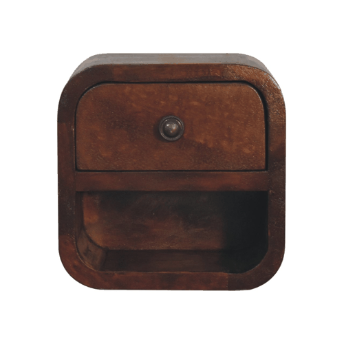 Extra Mini Curved Chestnut Bedside with Open Slot - Artisan Furniture - Flyclothing LLC