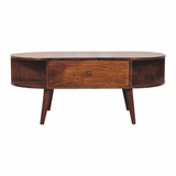 Chestnut Oval Coffee Table with 1 Drawer - Artisan Furniture - Flyclothing LLC