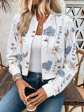 Printed Zip Up Long Sleeve Jacket - Trendsi