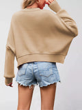 Round Neck Dropped Shoulder Sweater - Trendsi - Flyclothing LLC