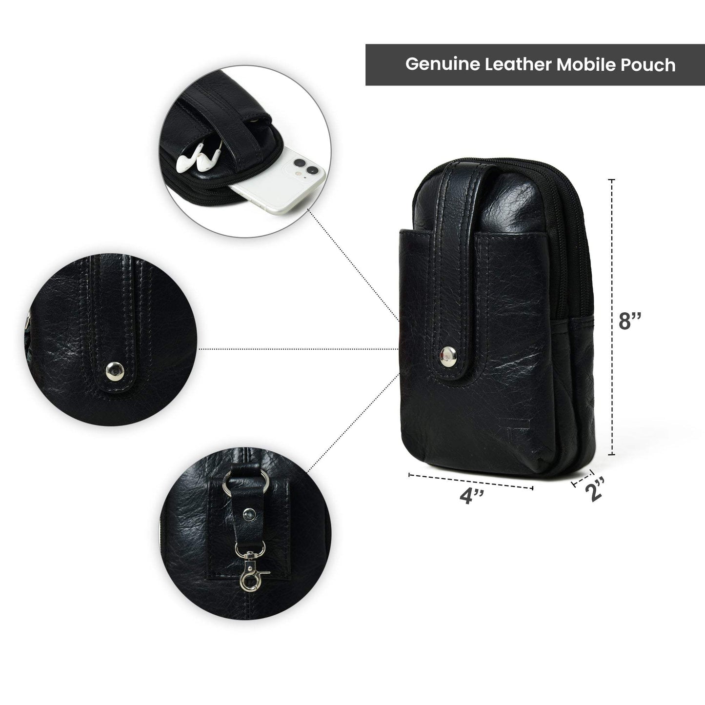 Jet-Set Organizer: Leather Phone Pouch - Classy Leather Bags - Flyclothing LLC