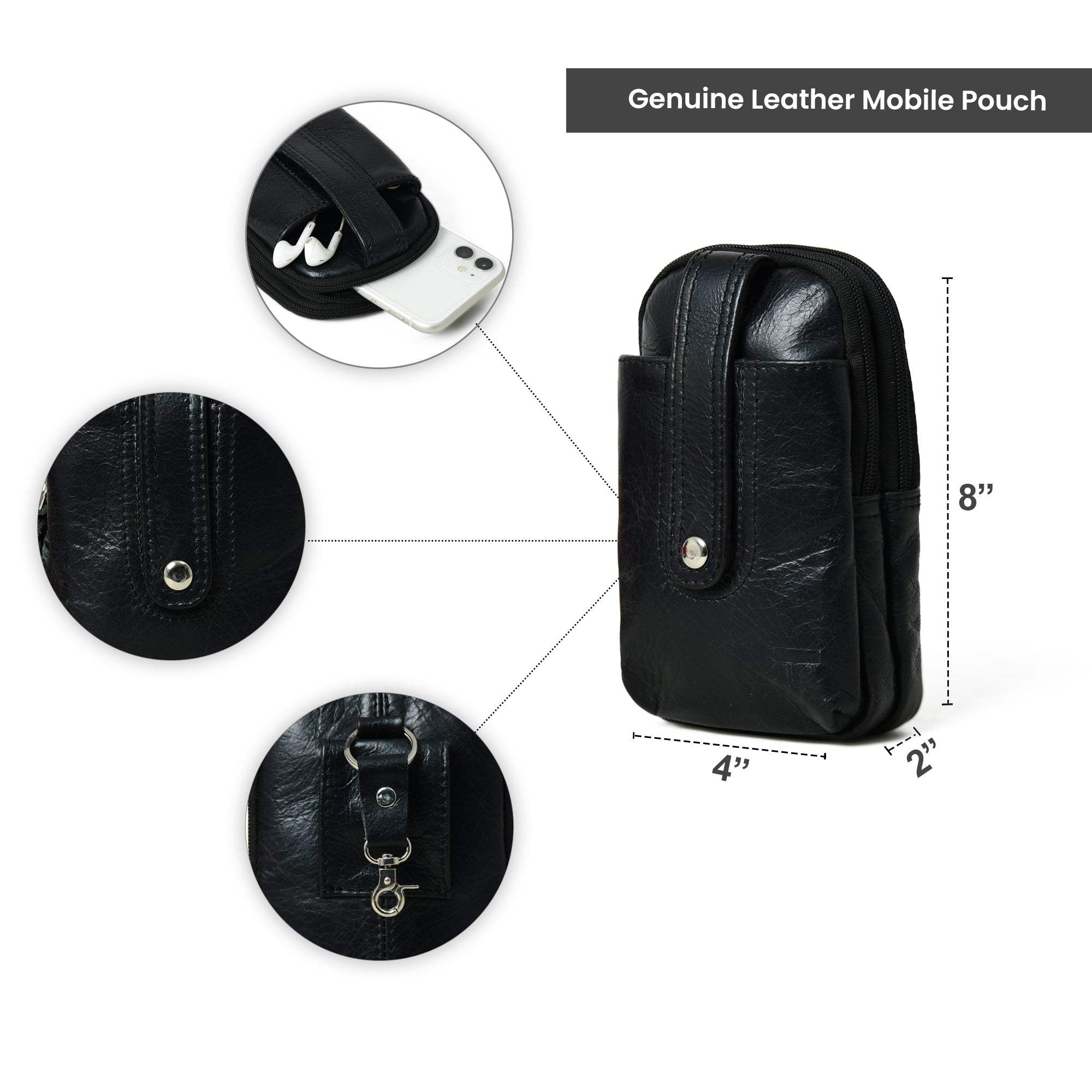 Jet-Set Organizer: Leather Phone Pouch - Classy Leather Bags - Flyclothing LLC