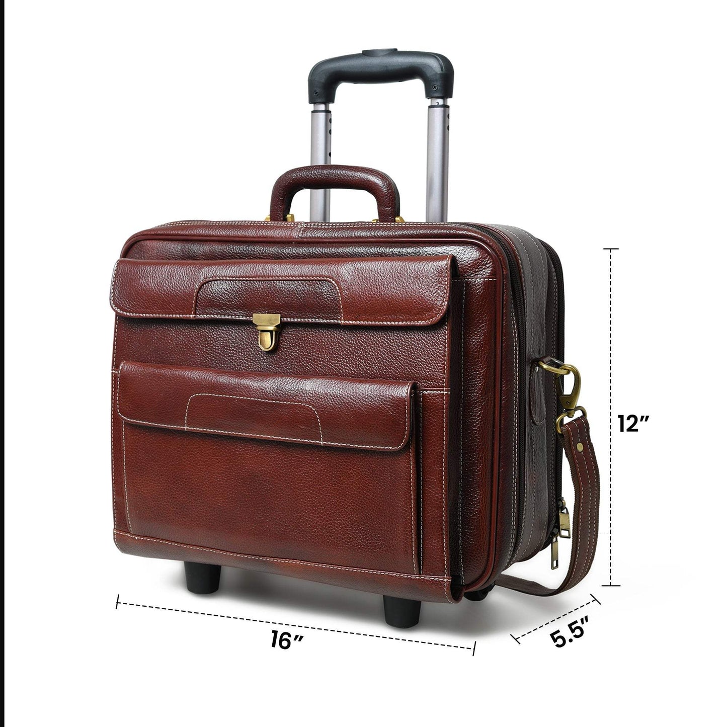 Wanderer Leather Trolly Suitcase Bag - Classy Leather Bags - Flyclothing LLC