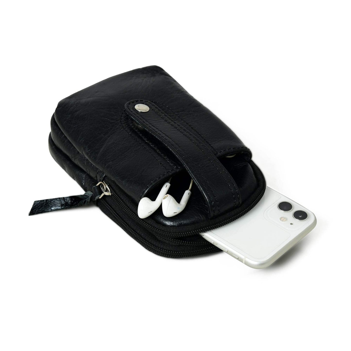 Jet-Set Organizer: Leather Phone Pouch - Classy Leather Bags - Flyclothing LLC