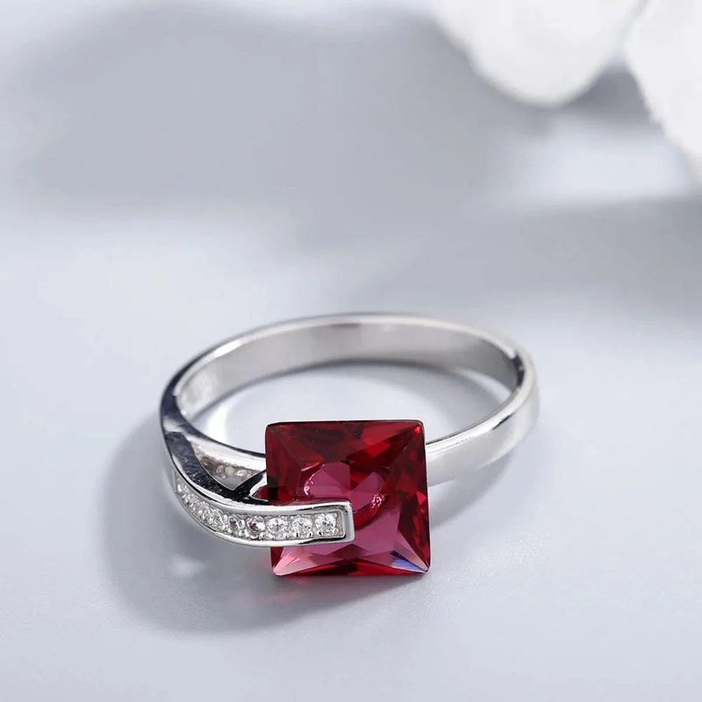 925 Sterling Silver Inlaid Zircon Ring - Trendsi