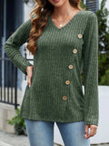 V-Neck Long Sleeve T-Shirt - Trendsi - Flyclothing LLC