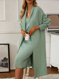 V-Neck Cami Dress and Open Front Cardigan Sweater Set - Trendsi - Flyclothing LLC