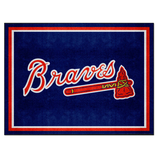 Atlanta Braves 8ft. x 10 ft. Plush Area Rug "Braves" Logo - Atlanta Braves