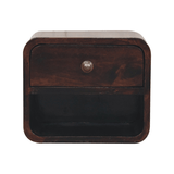 Mini Curved California Walnut Wall Mounted Bedside with Open Slot - Artisan Furniture - Flyclothing LLC