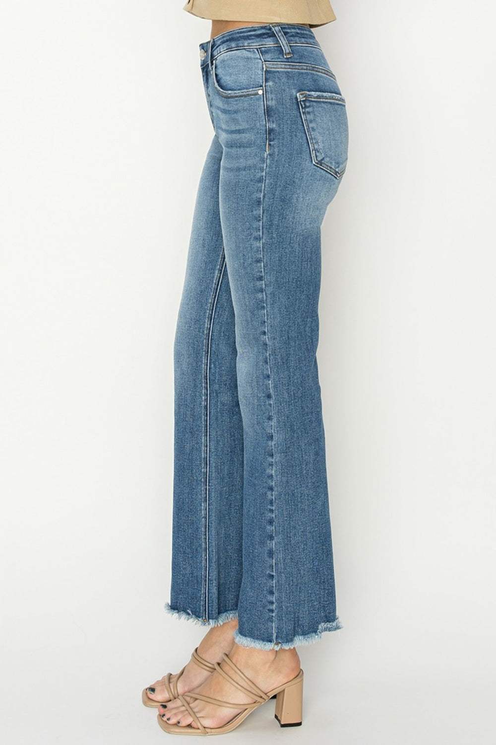 RISEN Mid-Rise Frayed Hem Bootcut Jeans - Trendsi - Flyclothing LLC
