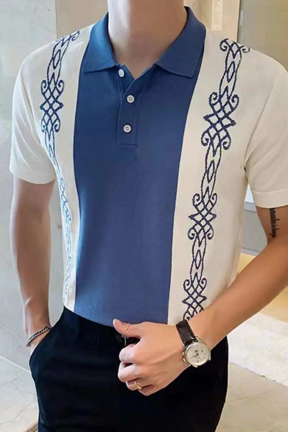 Men's Plus Size Button Detail Short Sleeve Polo - Trendsi - Flyclothing LLC