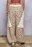 POL Drawstring Quilted Printed Knit Floral Pants with Double Gauze Patchwork - Trendsi - Flyclothing LLC