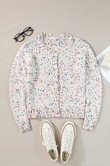 Confetti Button Up Long Sleeve Cardigan - Trendsi - Flyclothing LLC