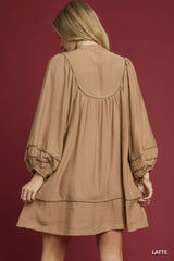Umgee Boho Peasant Mini Dress with Trim Detail - Trendsi - Flyclothing LLC