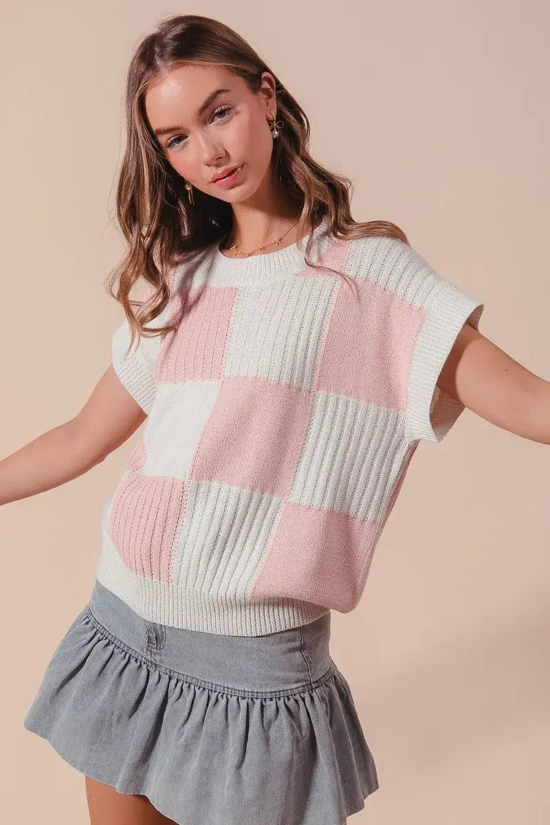 SO ME Check Plaid Casual Sweater Top - Trendsi - Flyclothing LLC