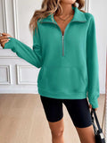 Ivy Lane Half Zip Raglan Sleeve Sweatshirt - Trendsi - Flyclothing LLC