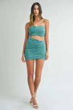 MABLE Ruched Tube Crop Top and Skirt Set - Trendsi - Flyclothing LLC