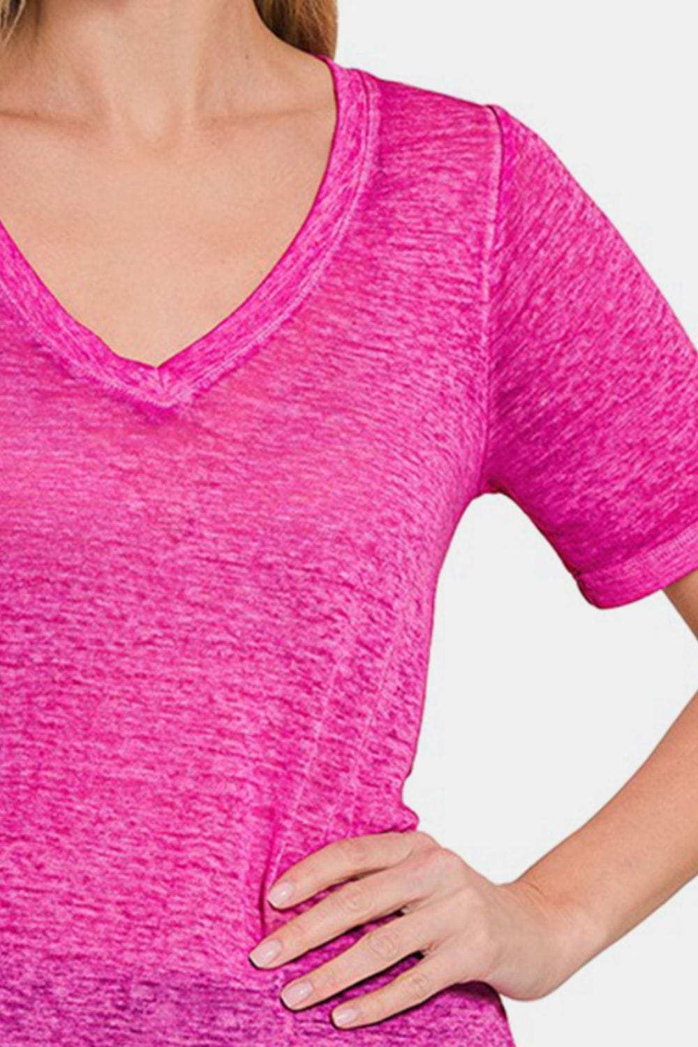 Zenana V-Neck Short Sleeve T-Shirt - Trendsi - Flyclothing LLC