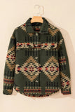 Pocketed Geometric Collared Neck Jacket - Trendsi