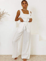Square Neck Sleeveless Top and Pants Set - Trendsi - Flyclothing LLC
