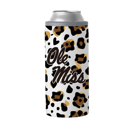 Ole Miss 12oz Neutral Leopard Print Slim Can Coolie - Logo Brands - Flyclothing LLC