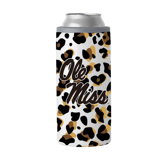 Ole Miss 12oz Neutral Leopard Print Slim Can Coolie - Logo Brands - Flyclothing LLC
