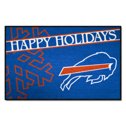 Buffalo Bills Starter Mat Accent Rug - 19in. x 30in. Happy Holidays Starter Mat - Buffalo Bills