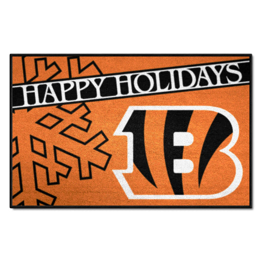 Cincinnati Bengals Starter Mat Accent Rug - 19in. x 30in. Happy Holidays Starter Mat - Cincinnati Bengals