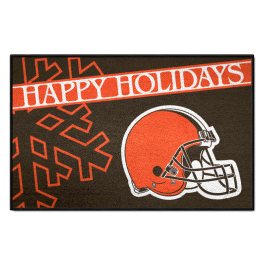 Cleveland Browns Starter Mat Accent Rug - 19in. x 30in. Happy Holidays Starter Mat - Cleveland Browns