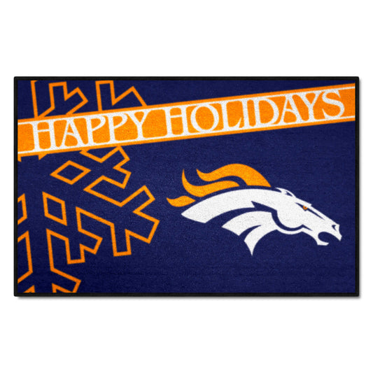 Denver Broncos Starter Mat Accent Rug - 19in. x 30in. Happy Holidays Starter Mat - Denver Broncos