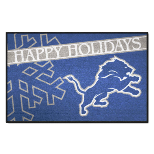 Detroit Lions Starter Mat Accent Rug - 19in. x 30in. Happy Holidays Starter Mat - Detroit Lions