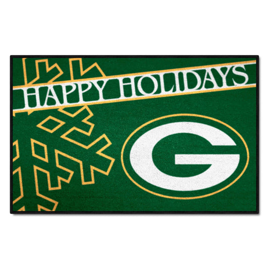 Green Bay Packers Starter Mat Accent Rug - 19in. x 30in. Happy Holidays Starter Mat - Green Bay Packers