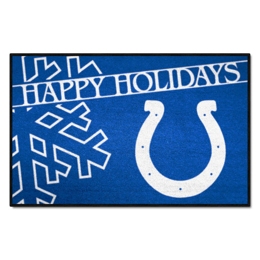 Indianapolis Colts Starter Mat Accent Rug - 19in. x 30in. Happy Holidays Starter Mat - Indianapolis Colts
