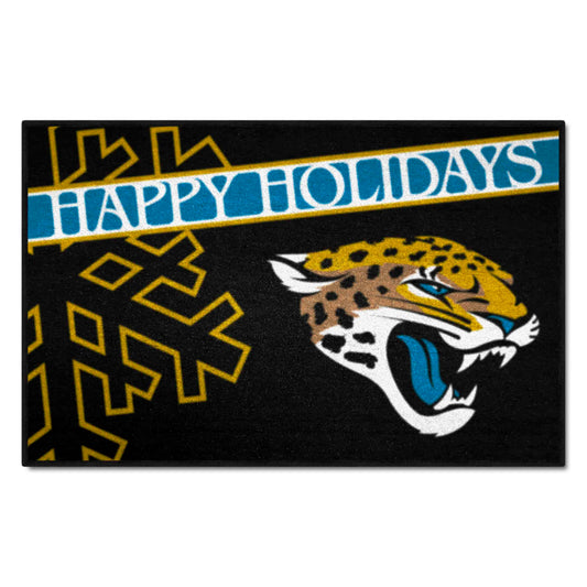Jacksonville Jaguars Starter Mat Accent Rug - 19in. x 30in. Happy Holidays Starter Mat - Jacksonville Jaguars