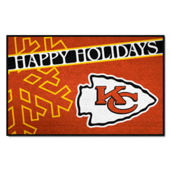 Kansas City Chiefs Starter Mat Accent Rug - 19in. x 30in. Happy Holidays Starter Mat - Kansas City Chiefs
