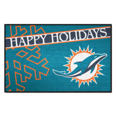 Miami Dolphins Starter Mat Accent Rug - 19in. x 30in. Happy Holidays Starter Mat - Miami Dolphins