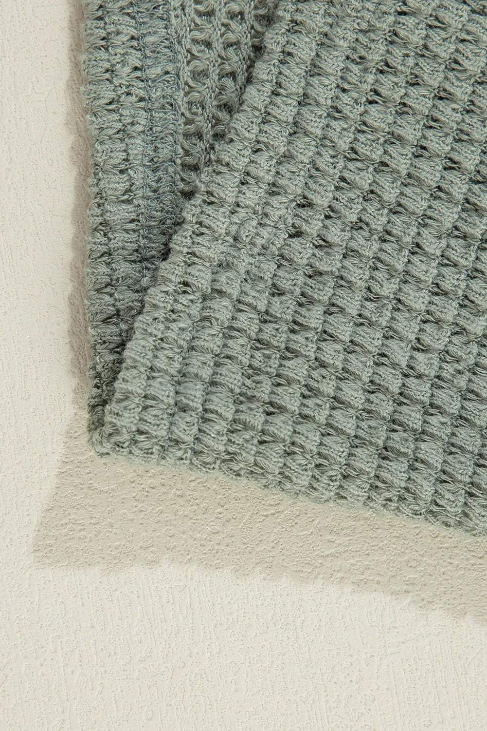 Waffle-Knit Open Front Long Sleeve Cover Up - Trendsi - Flyclothing LLC