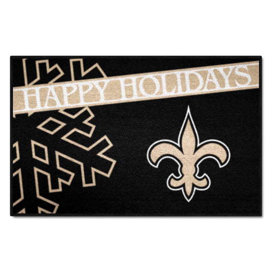 New Orleans Saints Starter Mat Accent Rug - 19in. x 30in. Happy Holidays Starter Mat - New Orleans Saints