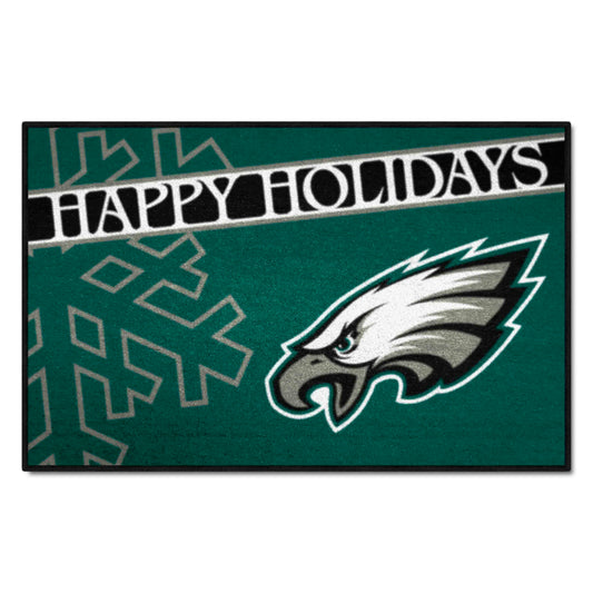 Philadelphia Eagles Starter Mat Accent Rug - 19in. x 30in. Happy Holidays Starter Mat - Philadelphia Eagles