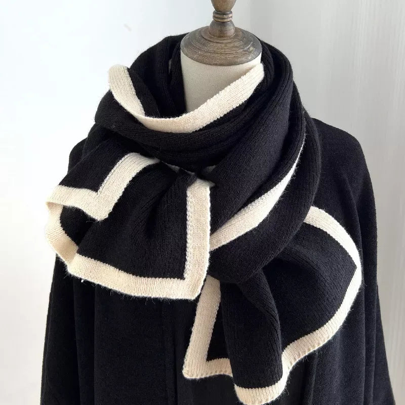 Contrast Trim Winter Scarf - Trendsi - Flyclothing LLC