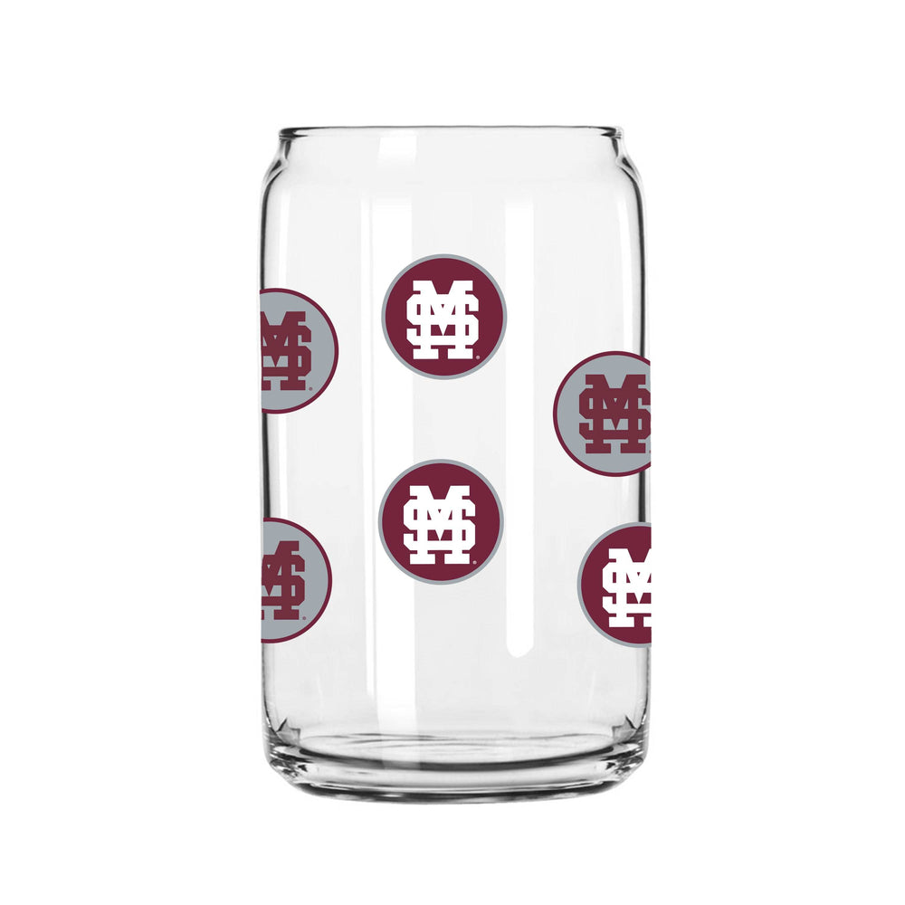 Mississippi State 16oz Smiley Can Glass - Logo Brands - Flyclothing LLC
