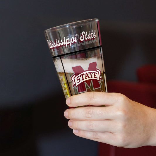 Mississippi State 16oz Quilted Stained Pint Glass - Logo Brands - Flyclothing LLC