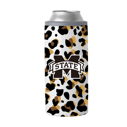 Mississippi State 12oz Neutral Leopard Slim Can Coolie - Logo Brands - Flyclothing LLC