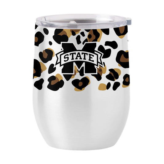 Mississippi State 16oz Neutral Leopard Stainless Curved Beverage - Logo Brands - Flyclothing LLC