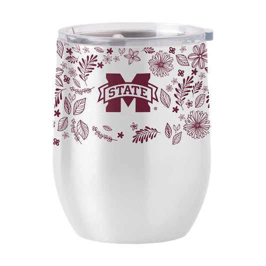 Mississippi State 16oz Botanical Stainless Curved Beverage - Logo Brands - Flyclothing LLC
