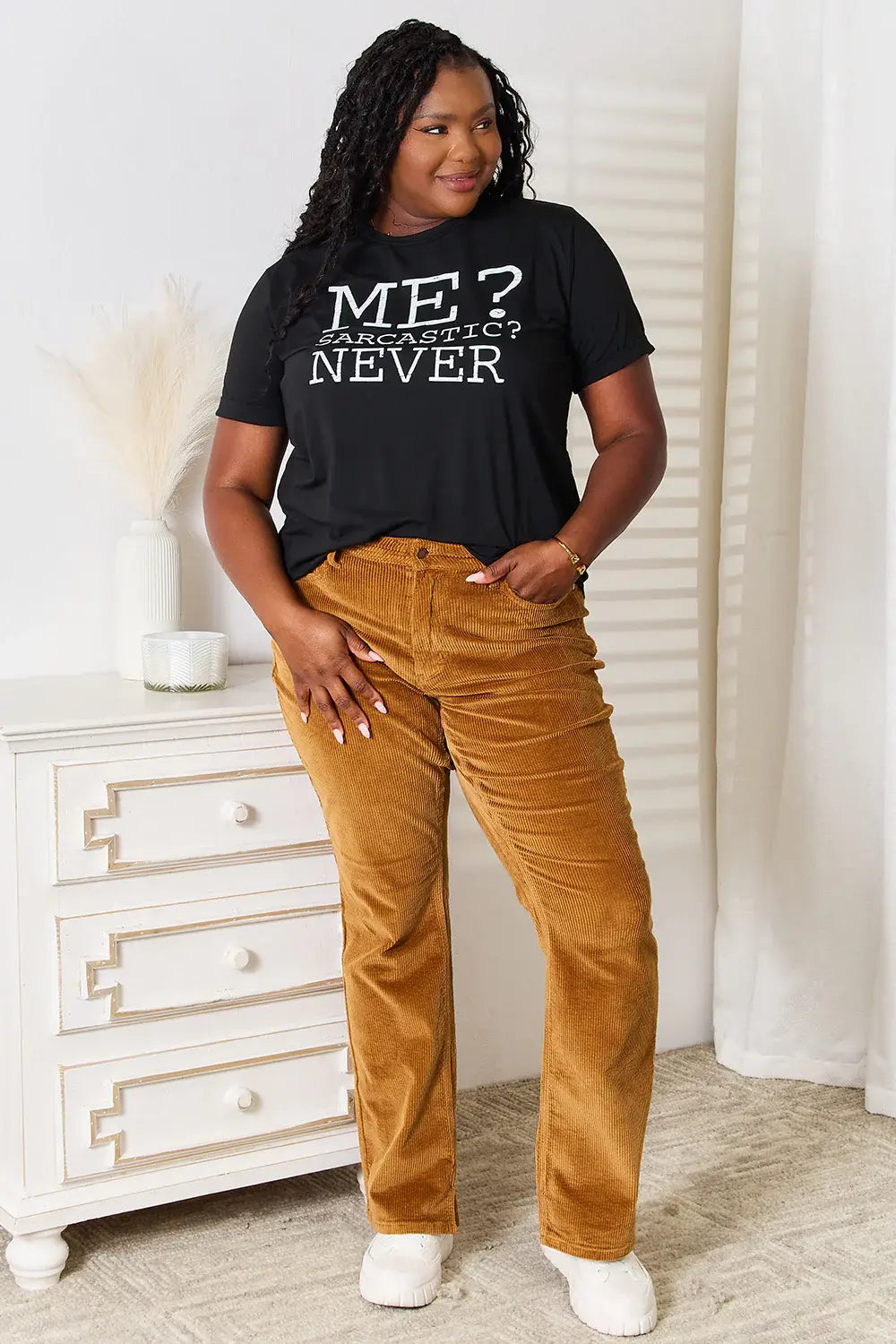 Simply Love Letter Graphic Round Neck T-Shirt - Trendsi - Flyclothing LLC