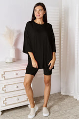Basic Bae Full Size Soft Rayon Three-Quarter Sleeve Top and Shorts Set - ShopBasicbae - Flyclothing LLC