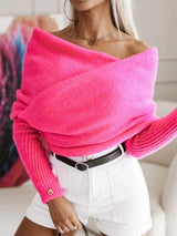 Long Sleeve Cropped Knit Top - Trendsi - Flyclothing LLC