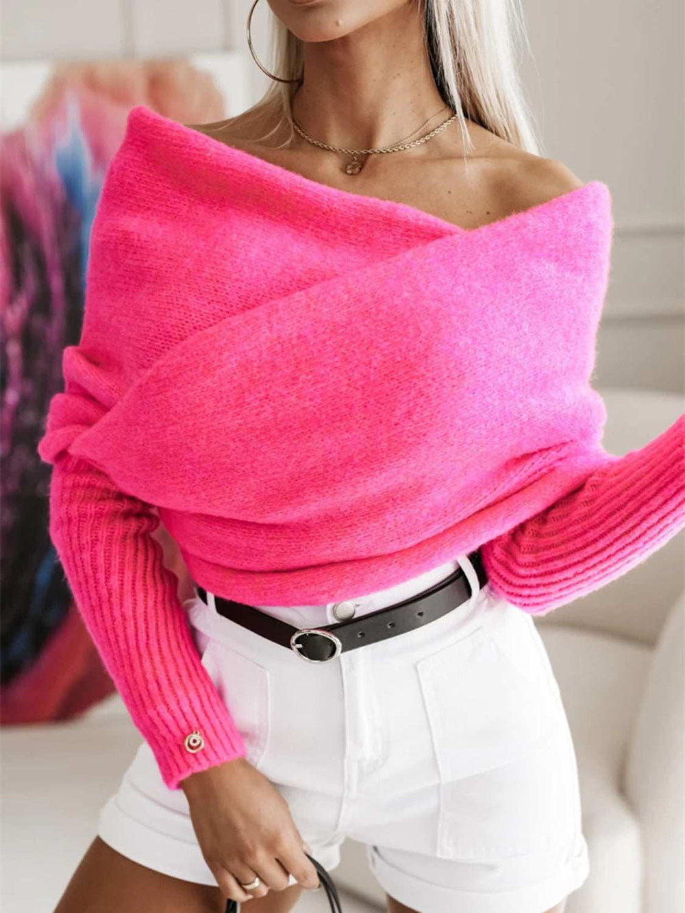 Long Sleeve Cropped Knit Top - Trendsi - Flyclothing LLC
