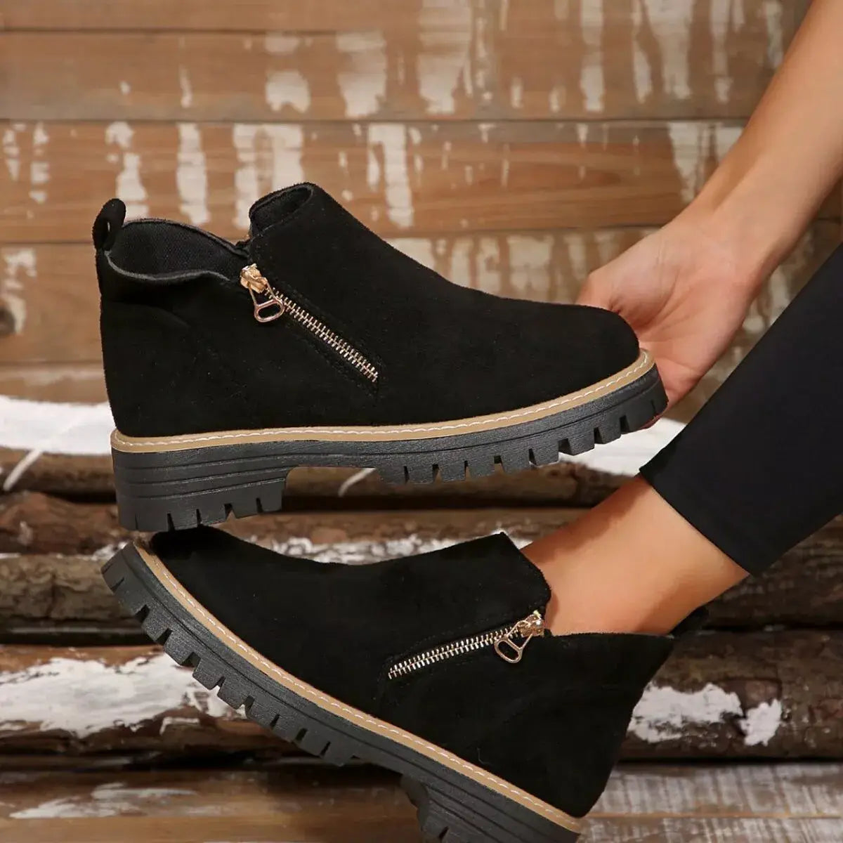 Side Zip Ankle Boots - Trendsi - Flyclothing LLC